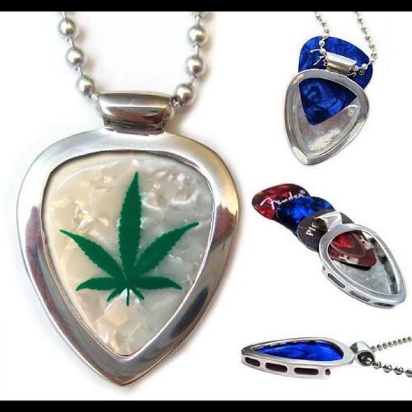 Pickbay Guitar Pick Holder Pendant necklace & cannabis 420 Pick Chill Out Gift - Picture 1 of 1